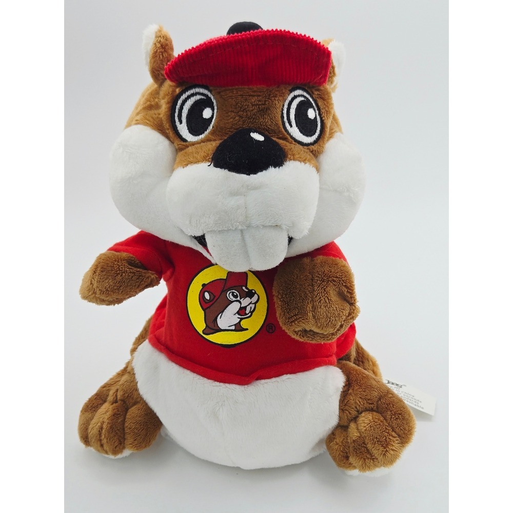 Buc-ee's Beaver Plush Hand Puppet Jaag Red Hat T-Shirt Texas Mascot Souvenir 10"
